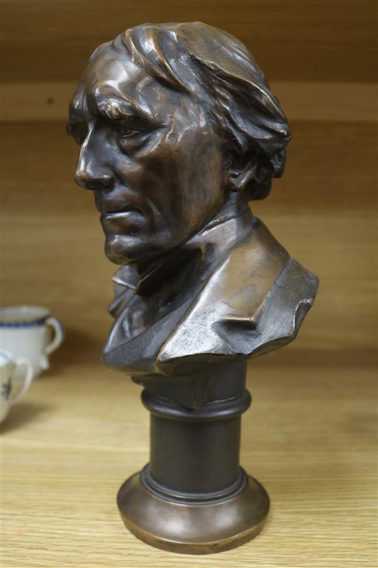 A bronze bust, Herbert Hampton, dated 1903